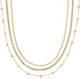 Ross-Simons 14kt Yellow Gold-Plated Jewelry Set: 3 Chain Necklaces