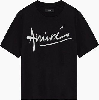 Amiri Mens Amiri Script T-Shirt Black - Size: 44