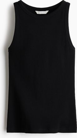 H&M Geripptes Baumwoll-Tanktop - Schwarz