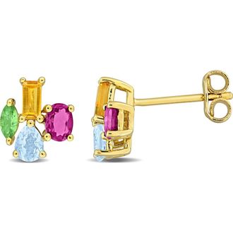 Delmar Multiple Cut Semiprecious Stone Cluster Stud Earrings in Yellow at Nordstrom Rack