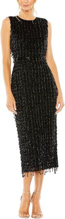 Mac Duggal High Neck Beaded Midi Dress