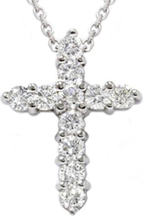 Pompeii3 1ct Diamond Cross Pendant 14K White Gold 1 Tall