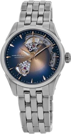 Hamilton Jazzmaster Open Heart Automatic Champagne Blue Dial Stainless Steel Womens Watch H32215101