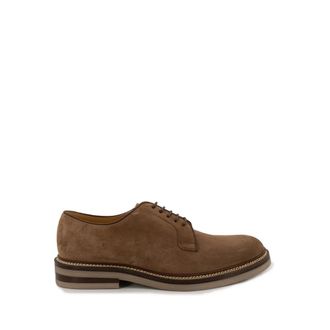 Brunello Cucinelli Suede Derby - Heren - Veterschoenen - Bruin - 41 EU - Leer - Schoenen