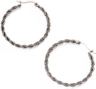 Alex and Ani Frozen French Rope Chain Hoop Earrings in Silver at Nordstrom