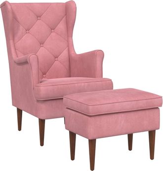 vidaXL Sill&oacute;n Con Pouf 2 Uds. Rosa Terciopelo Vidaxl