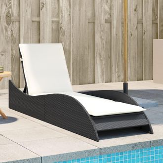 vidaXL Vidaxl - Tumbona Con Coj&iacute;n Rat&aacute;n Sint&eacute;tico Negro 60x205x73 Cm