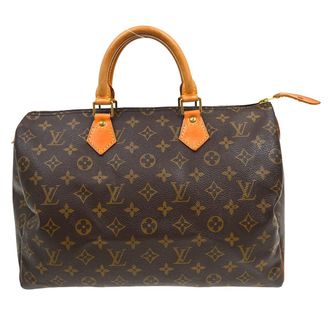 Louis Vuitton Speedy Handbag Monogram Canvas Brown Canvas Handbag (Pre-Owned)
