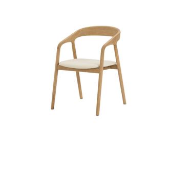 Woodek Silla de roble macizo, asiento de cuero vegano beige