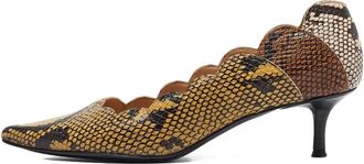 Chlo&eacute; Pumps in pelle con goffratura effetto serpente 50mm - Giallo