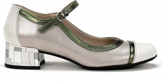 Fluchos Womens Frida Heeled Mary Jane Shoes In Lamin Argento