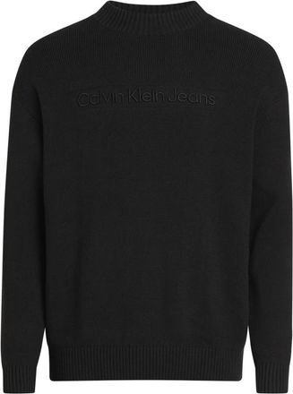 Calvin Klein Zwarte Sweaters- La Maglia - Heren - Ronde hals truien - Zwart - 2XL - Wol - Truien & Vesten