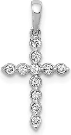 Diamond2Deal 10K White Gold 1/10ct. Diamond Cross Pendant