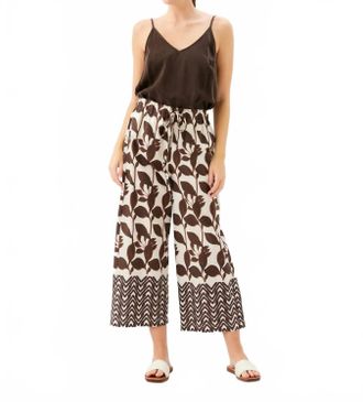 Fifteen Twenty Cora Drawstring Wide Leg Pants In Borwn Print