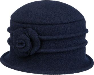 Seeberger Beata Milled Wool Hat Women - Women&acute;s Cloche Winter Autumn-Winter - One Size Navy