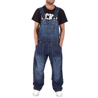 Generic Mens Loose Fit Denim Overalls Dungarees Men Cargo Adjustable Baggy Chic Rompers with Pockets Jeans Mens Denim Dungarees Relaxed Fit Blue Dungarees Men