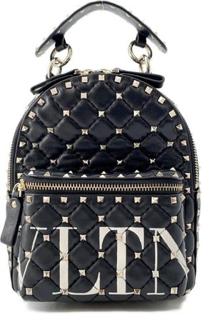 Valentino Black Champagne Gold Leather Backpack (Pre-Owned)