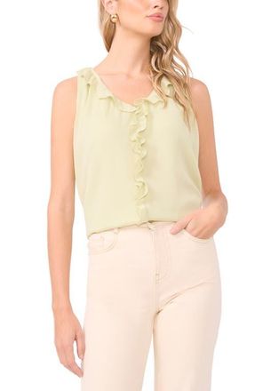 Vince Camuto Ruffle Sleeveless Top in Lily Green at Nordstrom, Size Xx-Small
