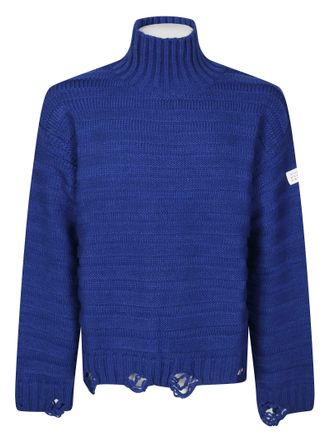 Maison Margiela Distressed High Turtleneck Knit Sweater