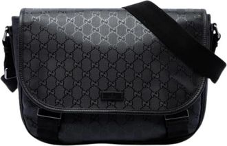 Gucci Pre-owned Canvas Crossbody Bag - unisex - Vintage Schoudertas - Zwart - ONE Size - Leer - Vintage