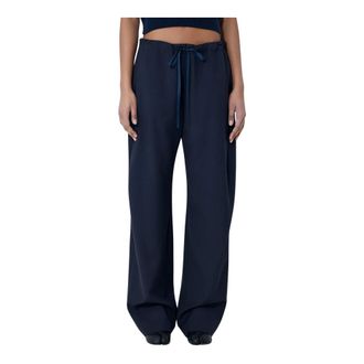 Khaite Wide Trousers, female, Blue, Size: S Rohen Drawstring Pants