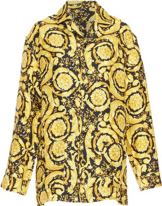 Versace silk Signature Barocco Baroque g print pajama shirt