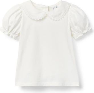 Janie and Jack Collared Puff Sleeve Top in White at Nordstrom, Size 18-24M