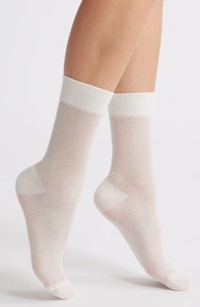Nordstrom Sheer Crew Socks in Ivory Tofu at Nordstrom, Size 9