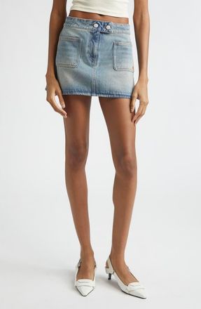 Courr&egrave;ges Signature Denim Miniskirt in Denim Bleu Delave at Nordstrom, Size 12 Us