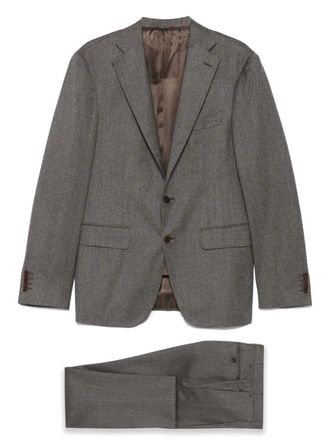 Canali herringbone wool suit - Brown