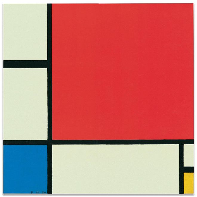 Artopweb Decorative panel, MONDRIAN - Composition In Red, Blue And ...