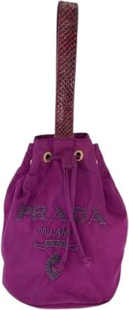 Prada Pre-owned Bucket Bags, female, Purple, Size: ONE SIZE Pre-owned Tessuto Nylon Python 2way Bag