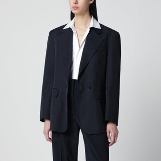 P.A.R.O.S.H. Blue linen-blend single-breasted jacket