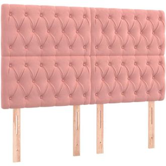 vidaXL Cabecero Con Luces Led Terciopelo Rosa 160x7x118/128 Cm Vidaxl