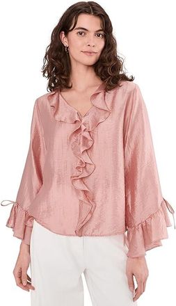 Vince Camuto Ruffle Sleeve and Center Front Womens Clothing Coral Dusk : XL, Lyocell/Nylon