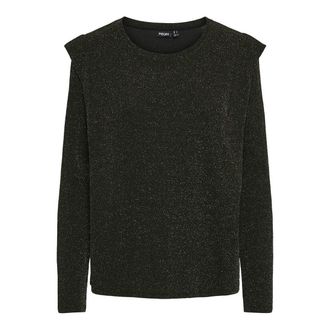 Pieces T-shirt met glanzend tricot, ronde hals