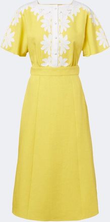 Valentino Embroidered linen midi dress