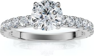 Pompeii3 1Ct Pave Diamond Round Cut Engagement Ring Gold Lab Grown