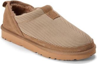Dearfoams Fireside Sport Knit And Suede Water Repellent Slip On Shoetie in Driftwood at Nordstrom, Size 11