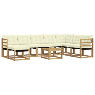 vidaXL Conjunto De Sof&aacute;s De Exterior Con Coj&iacute;n 9 Pcs Blanco Y Crema Vidaxl