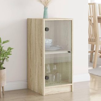 vidaXL Armario Auxiliar Puertas De Vidrio Roble Sonoma 35x37x75,5 Cm Vidaxl