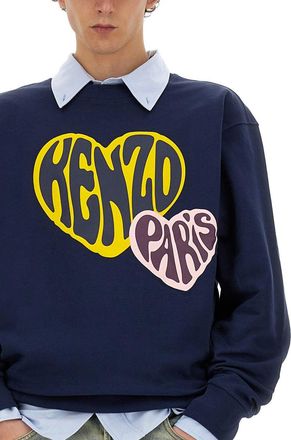 Kenzo Logo-Embroidered Cotton Sweatshirt - Blue