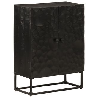 vidaXL Aparador De Hierro Y Madera Maciza De Mango Negro 55x30x76 Cm Vidaxl