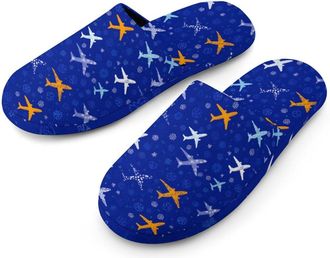 Generic Plane Aircraft Airplane Jet Mens Slippers Warm Non-Slip Houes Shose Spa Slipper for Home Bedroom