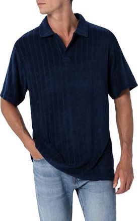 MC2 Saint Barth Man Ribbed Blue Terry Polo Shirt Jeremy