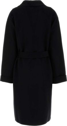 Prada Womens Wool Blend Coat Black