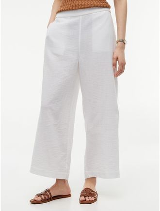 Tommy Hilfiger Womens Cotton Gauze Cropped Wide Leg Pant - White - XL