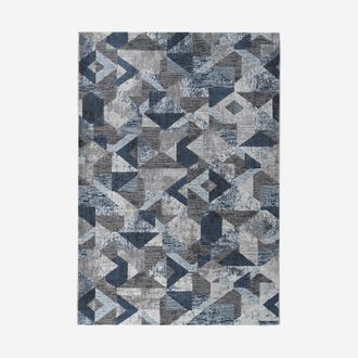 Muse Alfombra Moderna Geom&eacute;trica Azul Rectangular Double Blu010