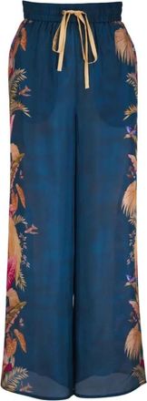 Zimmermann Ascension Linnen Broek - Dames - Wijde Broeken - Blauw - S - Linnen - Broeken