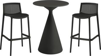 Habitat et Jardin Mesa Y Sillas Altas De Jard&iacute;n Estilo Bistr&oacute; Apilables <> - 2 Plazas - Negro